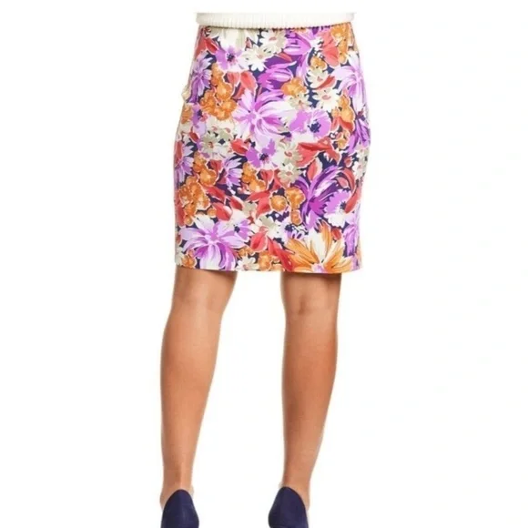 J. McLaughlin Womens Halle Reversible Skirt Palmer Floral Geo Pull On Size Small - Picture 3 of 9